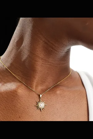 LOST SOULS Stainless steel 18ct plated pearl sun pendant necklace