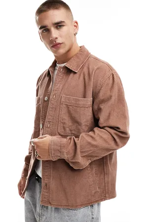 Abercrombie & Fitch Cord shirt jacket in rust