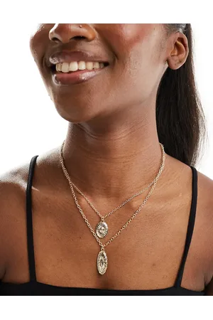 DesignB London Multirow boho coin pendant necklaces in