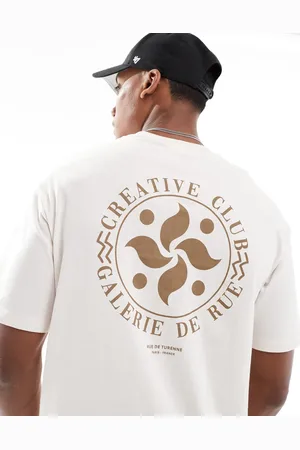 SELECTED Oversized t-shirt with circle backprint in cream
