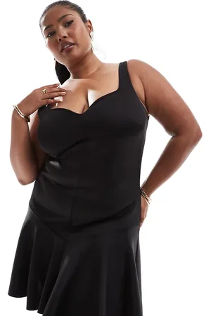 ASOS ASOS DESIGN Curve structured sweetheart neckline mini dress with peplum hem in
