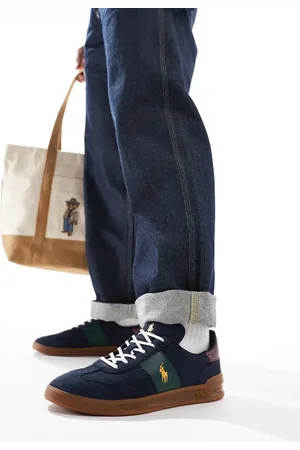 Ralph Lauren Heritage Aera trainer with gumsole in navy and