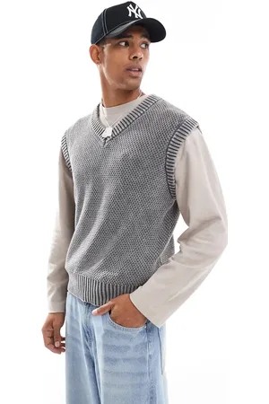 Bershka Boxy knitted vest in washed