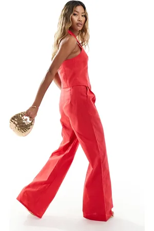 Kaiia Linen look tailored wide leg trouser co-ord in