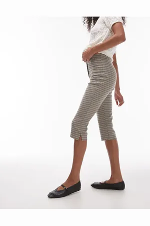 Topshop Bengaline check capri trouser in heritage check