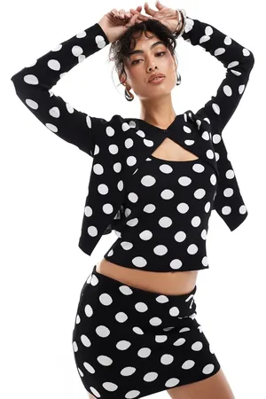 MANGO Spot print knittedco-ord cardigan in