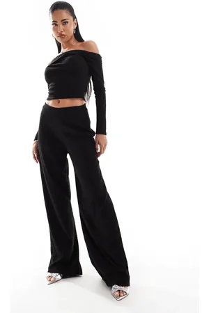 Kaiia Soft rib wide leg trousers co-ord in