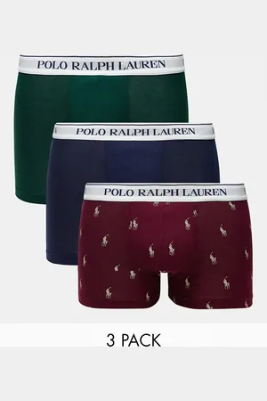 Ralph Lauren 3 pack trunks with logo waistband in burgundy navy