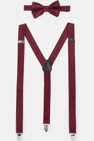 ASOS Bow tie and braces set in burgundy