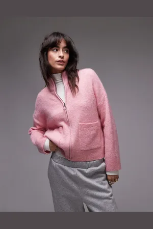 SELECTED Femme zip thru alpaca blend fluffy cardigan with pockets in