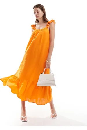 Y.A.S Scoop neck broderie sleeve maxi dress in