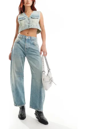 Free People High-waisted barrel jeans in indigo