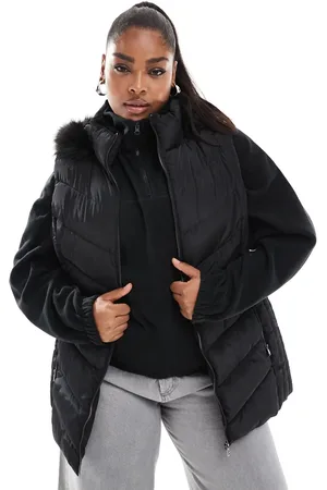 Yours Parka gilet with faux fur hood in