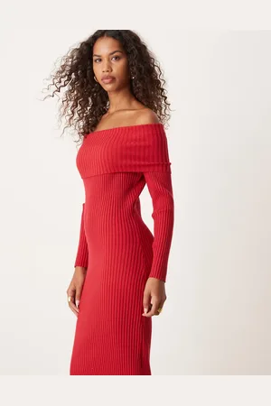 Glamorous Off shoulder bodycon maxi knitted dress in