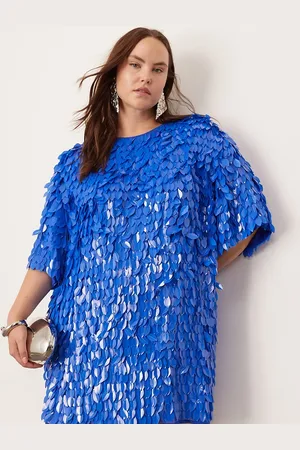 ASOS Curve embellished 3D sequin t-shirt mini dress in