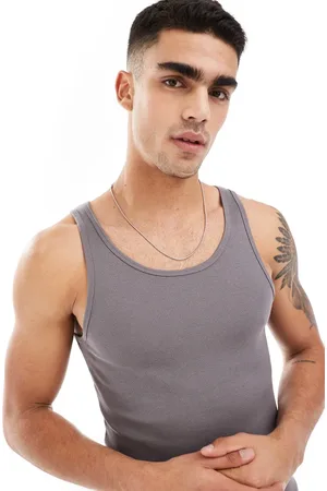 ASOS Capsule collection rib muscle vest in charcoal