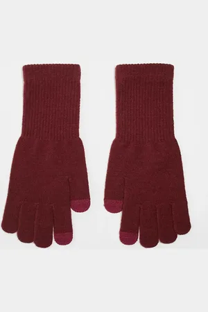 My Accessories Plain knit touch screen gloves in burgundy