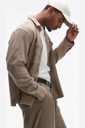 SELECTED Textured overshirt in cream