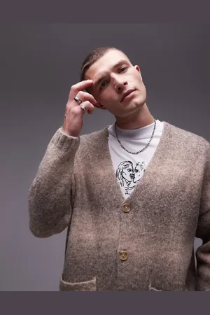 Topman Oversized brushed ombre cardigan in ecru