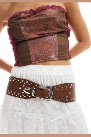 Stradivarius Large studded western belt in