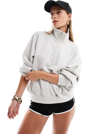 Hollister 1/4 zip collared sweatshirt in