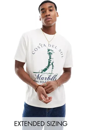 ASOS Relaxed t-shirt in cream with golf front print