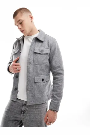 Brave Soul Faux wool shacket in grey