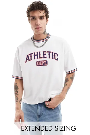 ASOS Boxy oversized varsity t-shirt in with athletic chest print