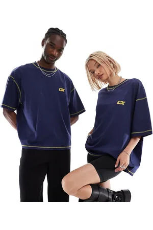 COLLUSION Unisex t-shirt in with yellow print
