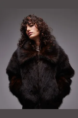 Topshop Faux fur cropped bomber in