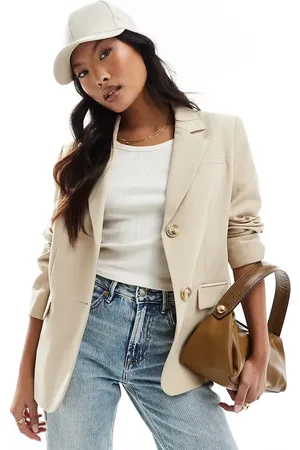 Miss Selfridge Oversized single breasted blazer in stone