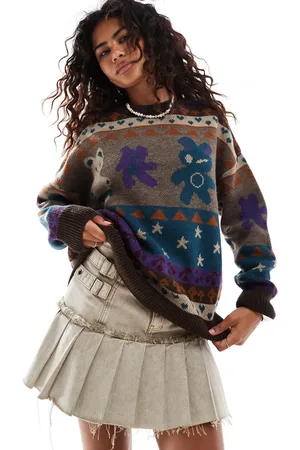 Minga London granny jacquard sweatshirt with bear graphic