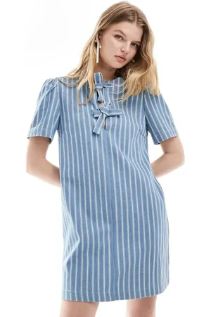 Ghospell Bow detail mini shift dress co-ord in stripe