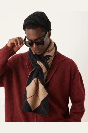 My Accessories Man argyle oversized scarf in black and taupe