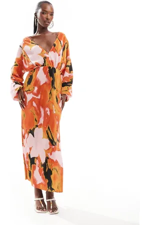 ASOS Blouson sleeve plisse dress in floral print
