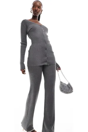 Simmi London Simmi knitted flared trousers co-ord in charcoal