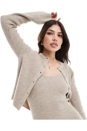 Pretty Lavish Slim fit knit cardigan co-ord in taupe