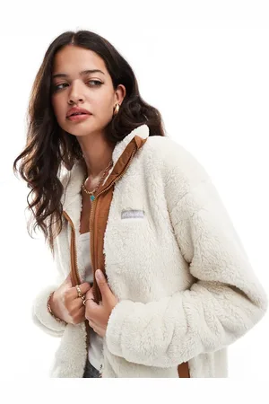 Columbia Boundless Discovery II sherpa full zip fleece in chalk and camel brown