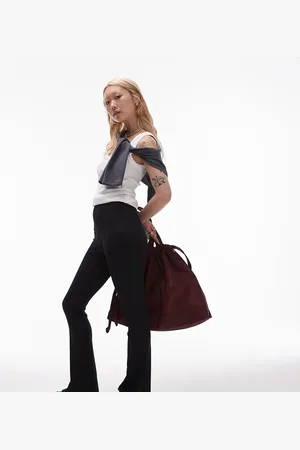 Topshop Skinny rib flared trouser in