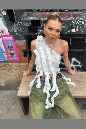 Labelrail X Daisy Birchall corsage one shoulder ruffle top in