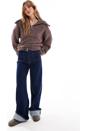 ASOS Zip neck jumper in fluffy yarn in