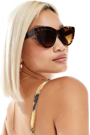 Monki Oversized circle cat eye sunglasses in tortoise
