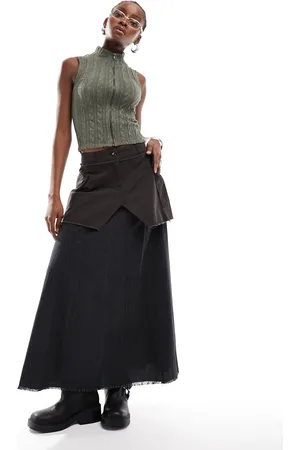 COLLUSION Double layer pinstripe maxi skirt