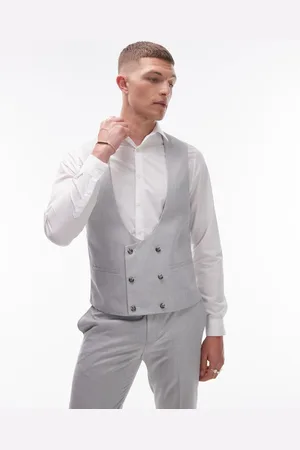 Topman Slim linen blend waistcoat in