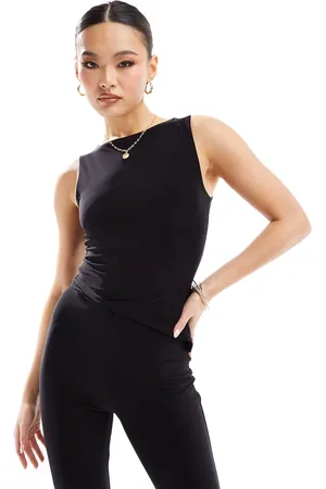 Kaiia Slinky sleeveless side split asymmetric hem top co-ord in