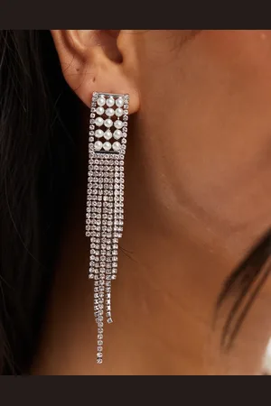True Decadence Pearl embellished drop earrings in