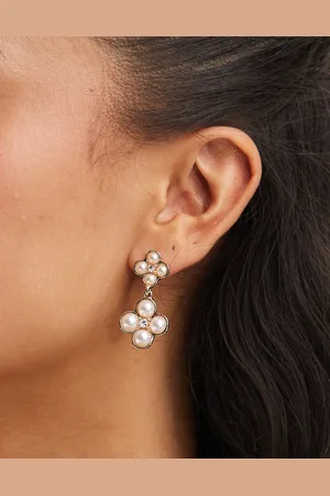 True Decadence Pearl floral drop earrings in