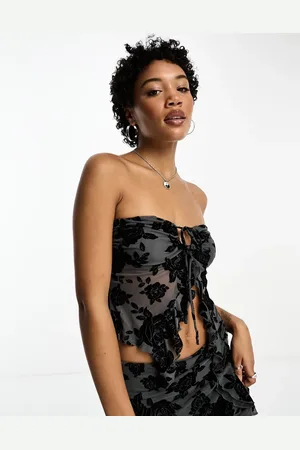 Sisters of the Tribe Velvet devore bandeau top co-ord in