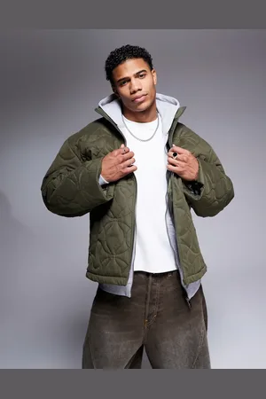ASOS Quilted puffer jacket in khaki