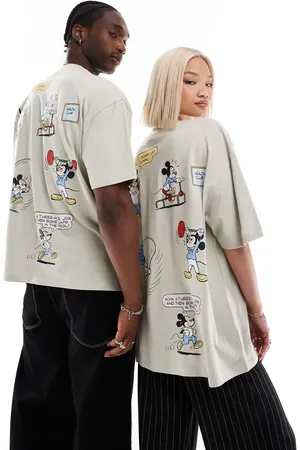 ASOS Disney unisex oversized t-shirt with Mickey Mouse prints in beige